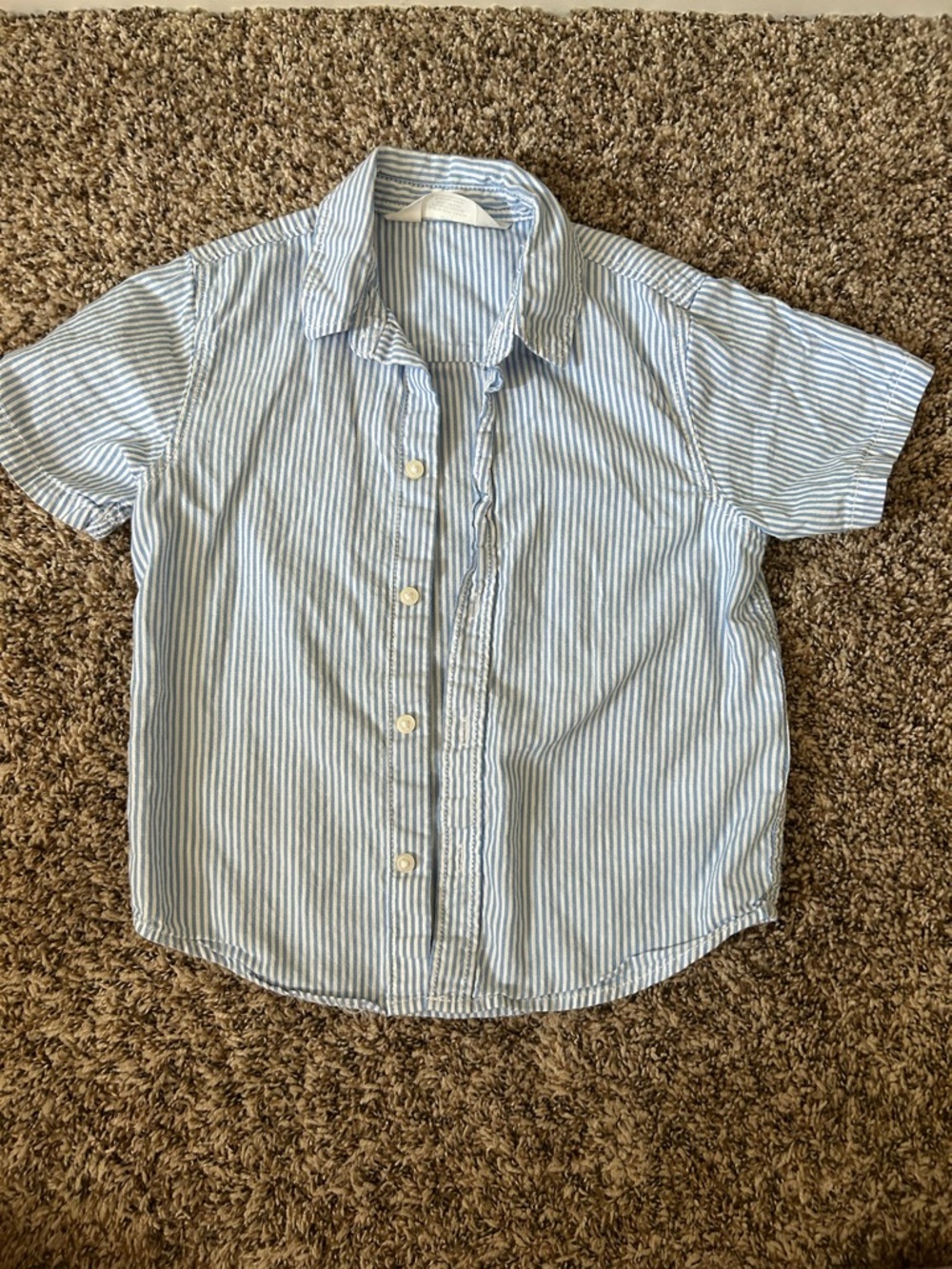 H&M Light Blue & White Striped Short-Sleeve Button-Up Shirt